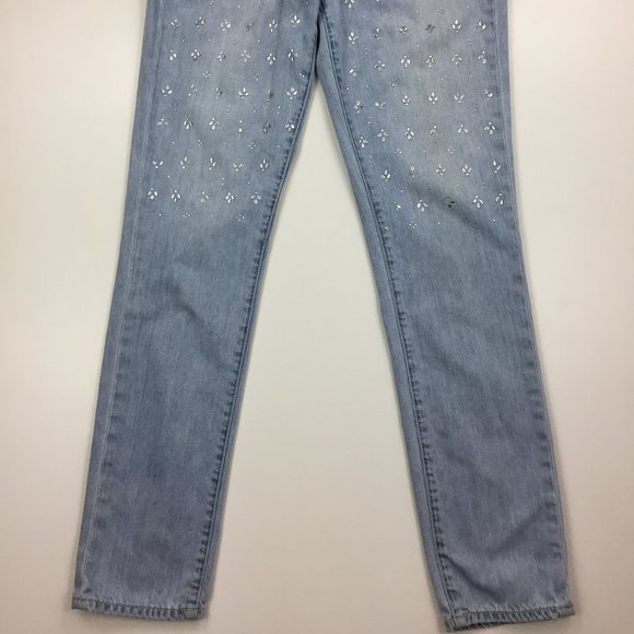 PAIGE Silver Rhinestone JIMMY JIMMY SKINNY Jeans - Picture 6 of 11